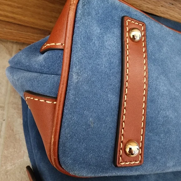 Dooney & Bourke Blue Suede Shoulder Bag Light Blue - Picture 10 of 10